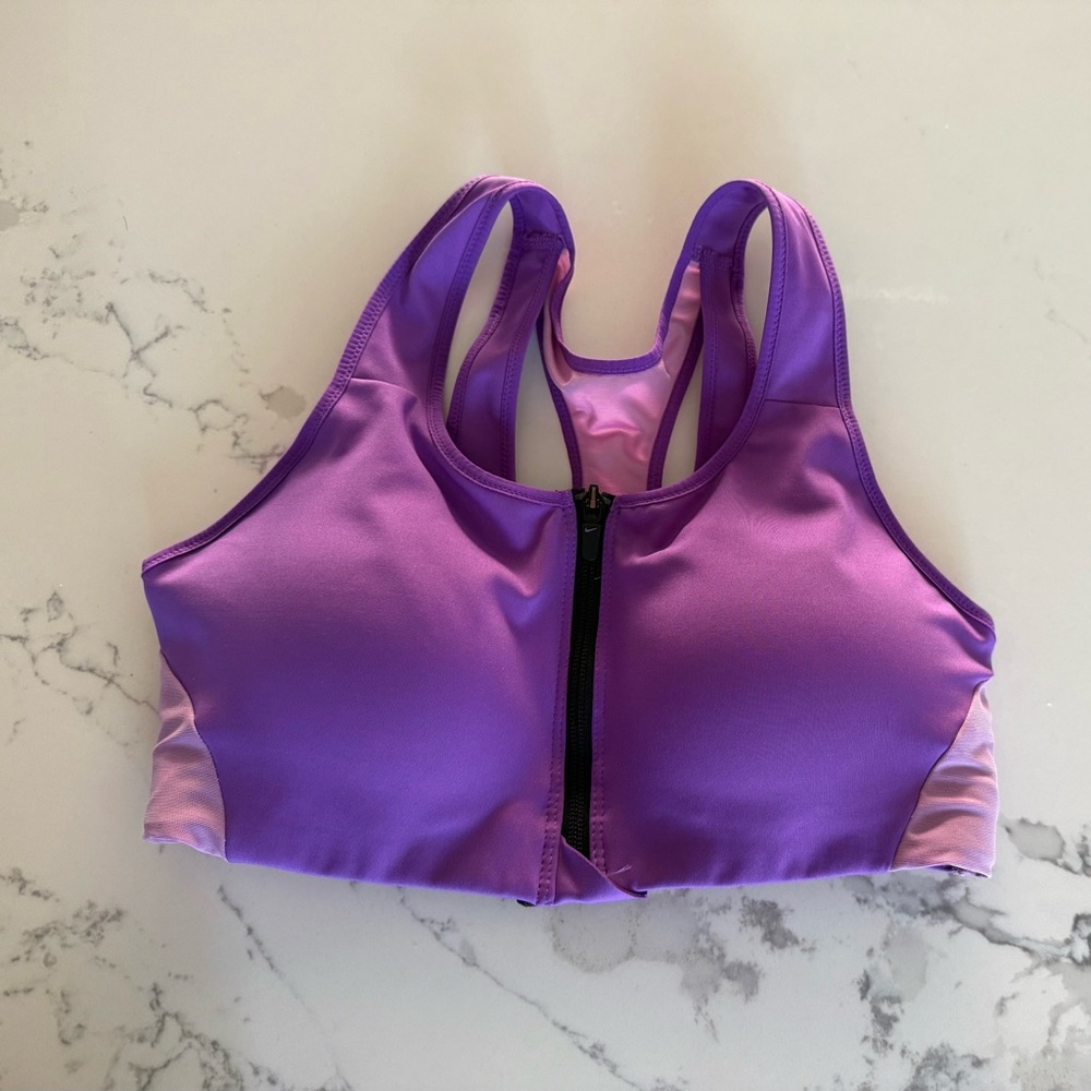 Nike Purple Dri-Fit zip-front Sports Bra